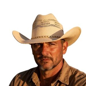 David Turner Straw Bangora Cowboy Hat - XXXX - 7 3/8